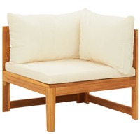  Corner Sofa with Cream White Cushions Solid Acacia Wood