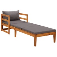 Sun Lounger with Dark Grey Cushions Solid Acacia Wood