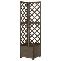  Corner Trellis Planter Grey 40x40x150 cm Solid Fir Wood