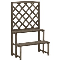  Plant Stand with Trellis Grey 70x42x115 cm Solid Fir Wood