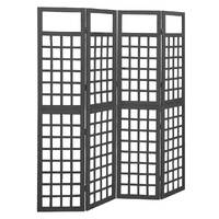  4-Panel Room Divider/Trellis Solid Fir Wood Black 161x180 cm
