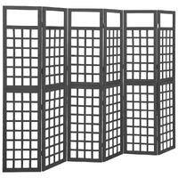  6-Panel Room Divider/Trellis Solid Fir Wood Black 242.5x180 cm