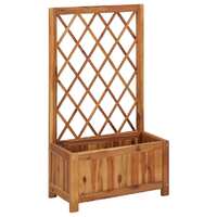  Garden Raised Bed with Trellis Solid Acacia Wood