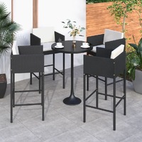  Bar Stools 4 pcs with Cushions Black Poly Rattan