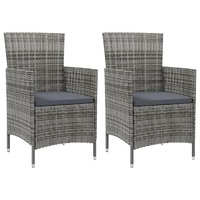  Garden Chairs with Cushions 2 pcs Poly Rattan Grey