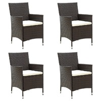 Garden Chairs with Cushions 4 pcs Poly Rattan Brown