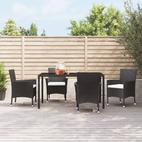  Garden Chairs with Cushions 4 pcs Poly Rattan Black