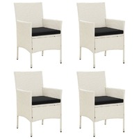  Garden Chairs with Cushions 4 pcs Poly Rattan White