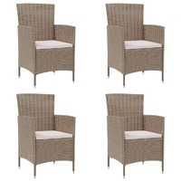 Garden Chairs with Cushions 4 pcs Poly Rattan Beige
