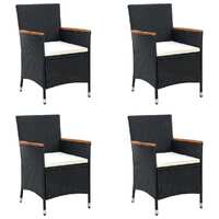  Garden Dining Chairs 4 pcs Poly Rattan Black