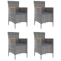  Garden Dining Chairs 4 pcs Poly Rattan Grey