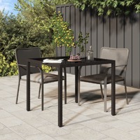 Garden Table 90x90x75 cm Tempered Glass and Poly Rattan Brown