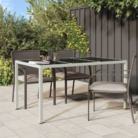  Garden Table 150x90x75 cm Tempered Glass and Poly Rattan White