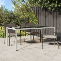  Garden Table White 190x90x75 cm Tempered Glass and Poly Rattan