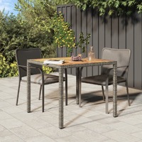  Garden Table 90x90x75 cm Poly Rattan and Acacia Wood Grey