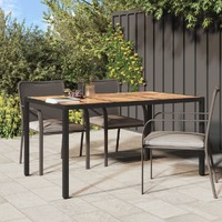  Garden Table 150x90x75 cm Poly Rattan and Acacia Wood Black