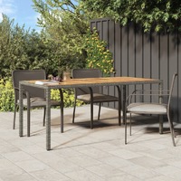  Garden Table 190x90x75 cm Poly Rattan and Acacia Wood Grey