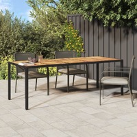  Garden Table Black 250x100x75 cm Poly Rattan