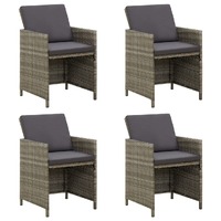  Garden Chairs with Cushions 4 pcs Poly Rattan Grey
