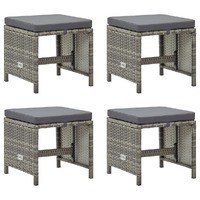  Garden Stools 4 pcs with Cushions Poly Rattan Grey