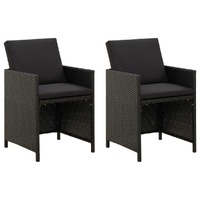  Garden Chairs with Cushions 2 pcs Poly Rattan Black