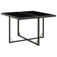  Garden Table Black 109x107x74 cm Poly Rattan and Glass