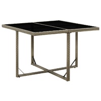  Garden Table Grey 109x107x74 cm Poly Rattan and Glass