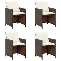  Garden Chairs with Cuhsions 4 pcs Poly Rattan Brown
