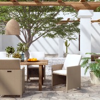  Garden Chairs with Cushions 4 pcs Poly Rattan Beige