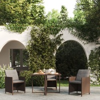  Garden Table Brown 109x107x74 cm Poly Rattan and Glass