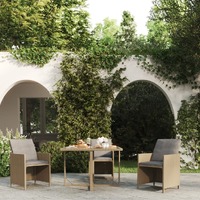  Garden Table Beige 109x107x74 cm Poly Rattan and Glass