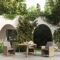  Garden Table Beige 109x107x74 cm Poly Rattan&amp;Solid Wood Acacia