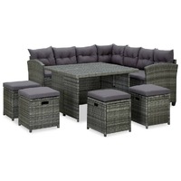  6 Piece Garden Lounge Set with Cushions Poly Rattan Black