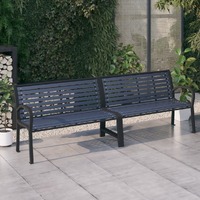  Twin Garden Bench 251 cm Steel and WPC Black