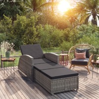  Sun Lounger with Dark Grey Cushion Poly Rattan Grey