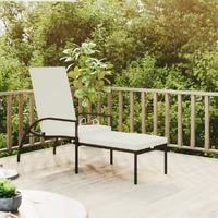  Sun Lounger with Footrest PE Rattan Black