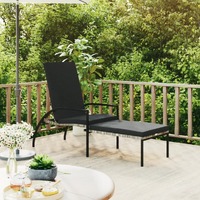  Sun Lounger with Footrest PE Rattan Grey