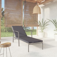  Garden Sun Lounger with Cushion Poly Rattan Grey