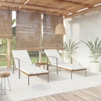  Sun Loungers 2 pcs with Table Poly Rattan Brown