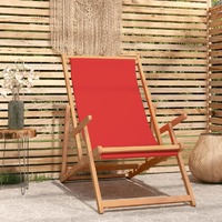  Folding Beach Chair Solid Wood Teak Red