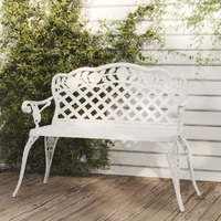 Garden Bench 108 cm Cast Aluminium White