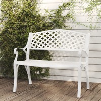  Garden Bench 102 cm Cast Aluminium White