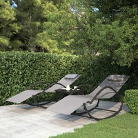  Rocking Sun Loungers 2 pcs Grey Steel and Textilene