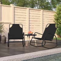  Rocking Sun Loungers 2 pcs Black Steel and Textilene