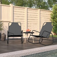  Rocking Sun Loungers 2 pcs Grey Steel and Textilene