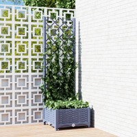  Garden Planter with Trellis Blue Grey 40x40x121.5 cm PP