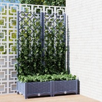  Garden Planter with Trellis Blue Grey 80x40x121.5 cm PP