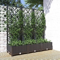  Garden Planter with Trellis Black 120x40x121.5 cm PP