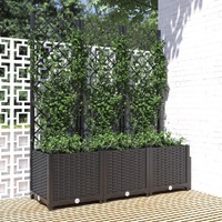  Garden Planter with Trellis Black 120x40x136 cm PP