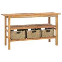  Bathroom Vanity Cabinet with 3 Baskets Solid Wood Teak 132x45x75 cm